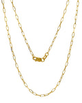 JEWELHEART 14K Solid Gold Cable Chain - 1.7mm Diamond Cut Yellow Gold Thin Paperclip Link Chain Necklace For Women - Dainty Real Gold Pendant Necklace with Lobster Clasp 20"