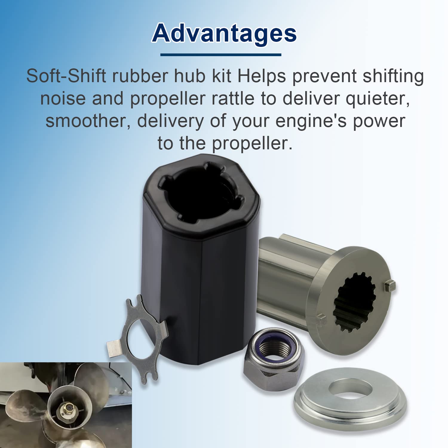 Mejiao Mercury Prop Hub kit 5-Piece Set Boat Propeller Hub Kit 835257Q1 Flo-Torq II Hub Kit Replacement for Mercruiser Alpha/Mercury 135-300 HP/Bravo One/Mariner 40-60 HP CT/Alpha One
