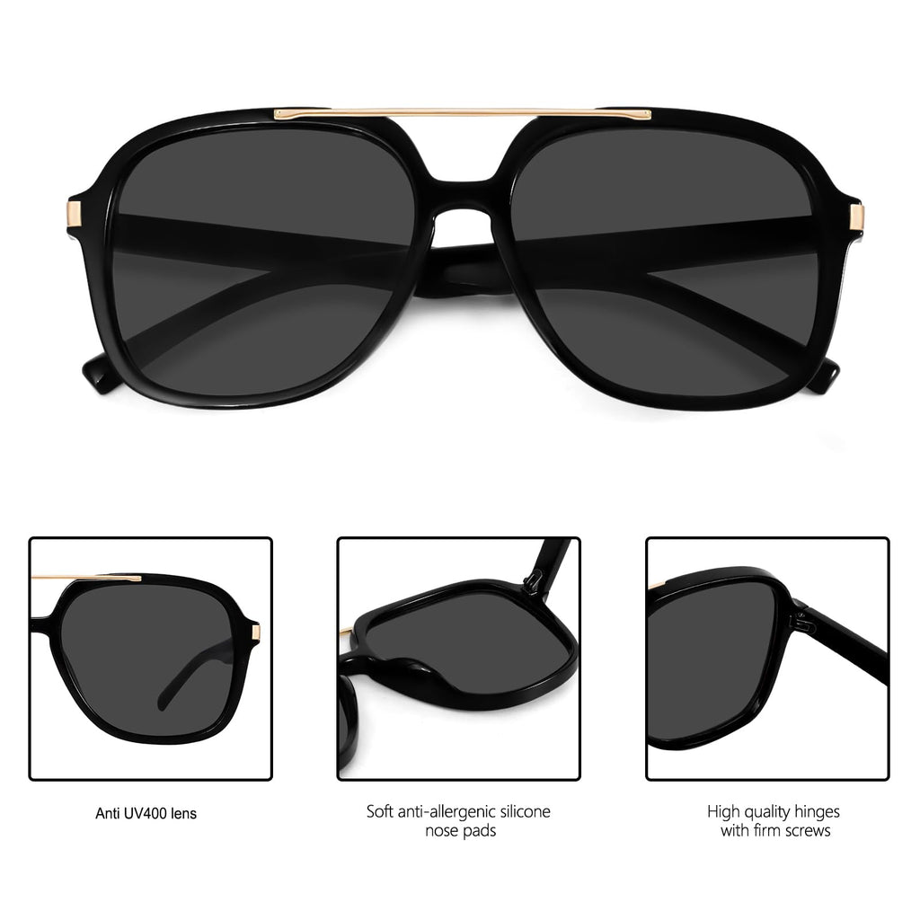 GUVIVI Retro Aviator Sunglasses for Women Men 2026 Square Top Bar Sun Glasses Sunnies 70s Lightweight Shades