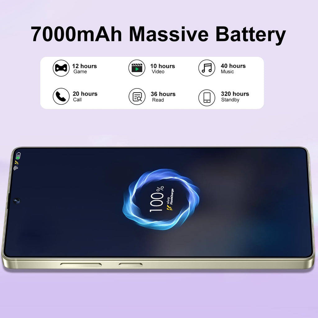 VVJ I25 Ultra 5G Unlocked Phones, Built in Pen, 7000mAh Long Battery Life Smartphone, 6.99" HD Screen Unlocked Cell Phone, 16+512GB Phone Android14, Face ID/Fingerprint Lock/Dual SIM/GPS (Yellow)
