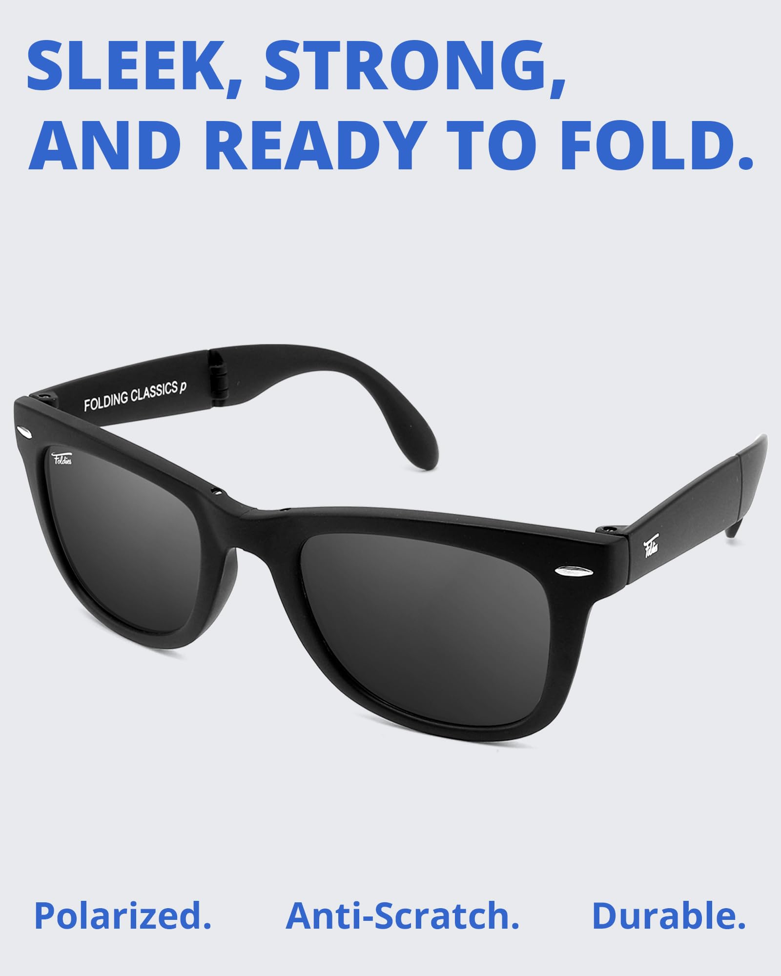 Foldies Classic Folding Sunglasses Polarized, UV400, UVA, UVB Protection for Men Women, Folding Sunglasses Leather Case