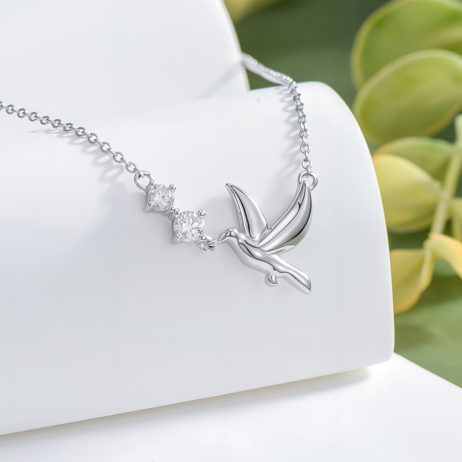 BETHZA Diamond Bird Pigeon Necklace 925 Sterling Silver Pendant 16 Inch Chain Anniversary Birthday Christmas Mother's Day Gift for Her Women Wife Girlfriend Mother Mom