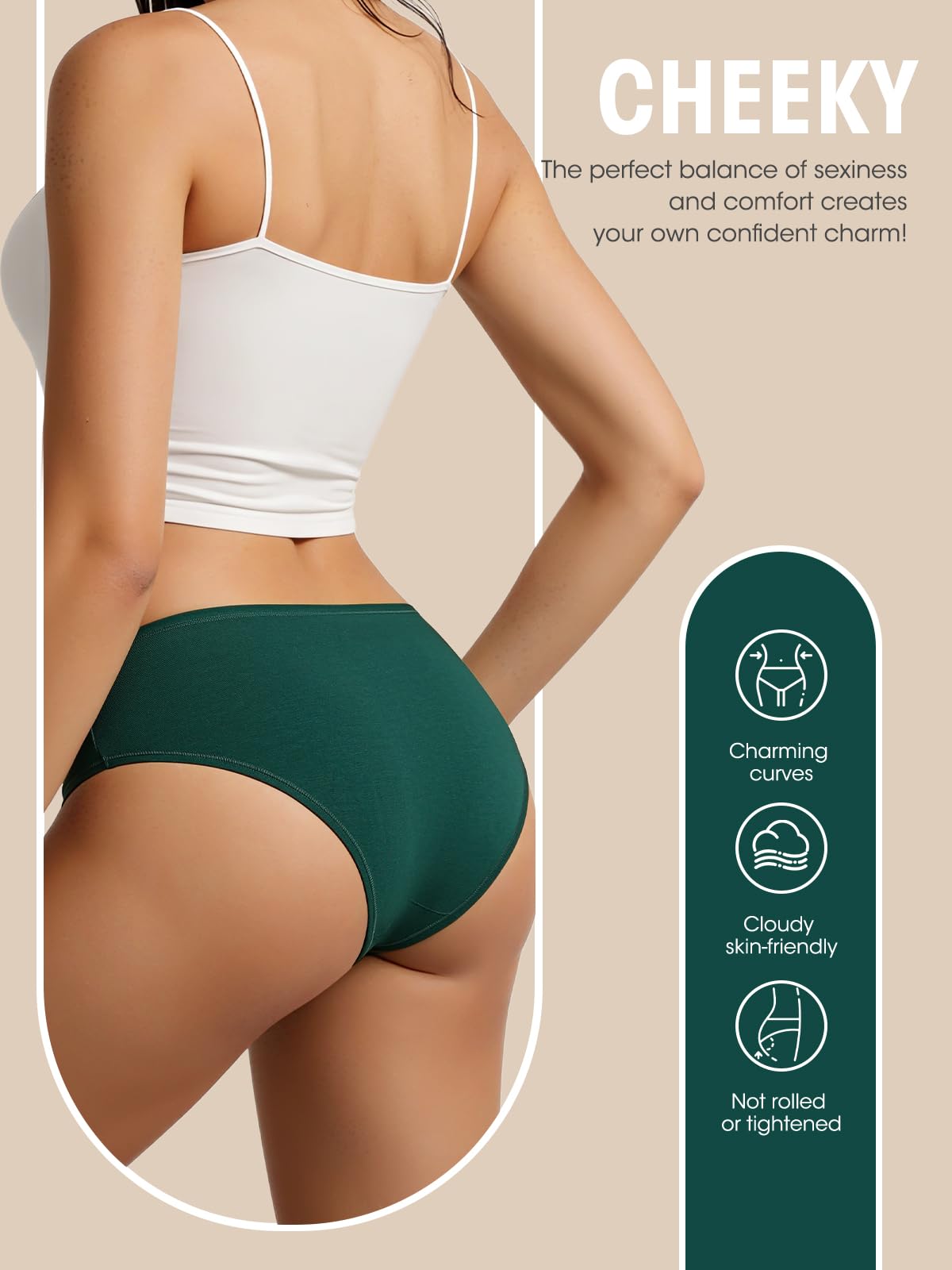 DHFBABY Womens Underwear Cotton Panties Soft Low Waist Hispter Breathable Stretch Ladies Bikini Underwear 6 Pack