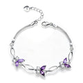 Nieboa S925 Sterling Silver Purple Butterfly Bracelets for Women,Anniversary Jewelry Gift for Women Mother Wife friend(Purple)