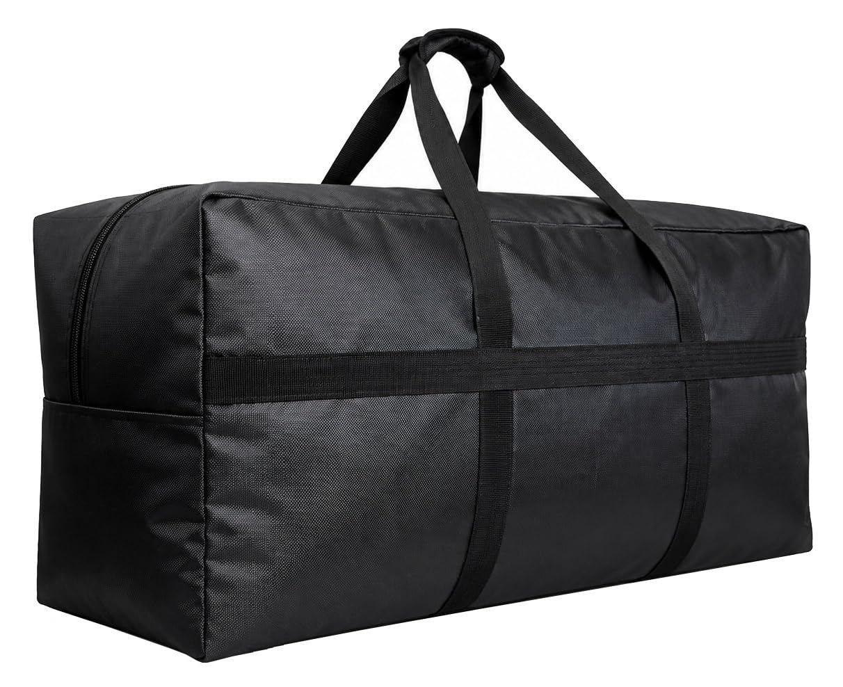 HaoHakka Extra Large Duffle Bag for Travel, Big XL Oversized Foldable Duffel Storage Bags with Reinforced Handles & Lockable Zipper - Black, 100L
