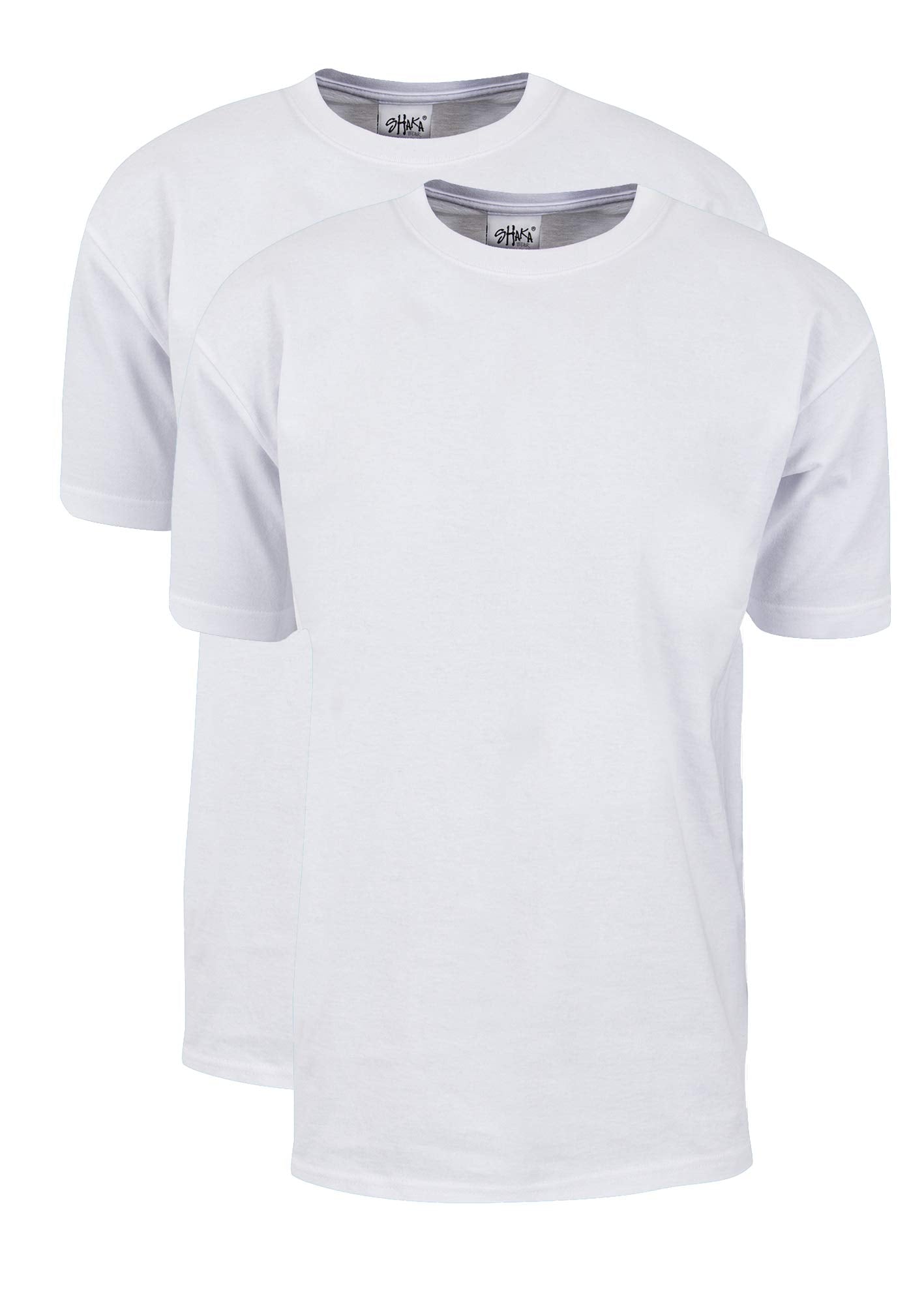 Shaka Wear Men's T Shirt – 2 Pack 7 oz Max Heavyweight Cotton Short Sleeve Crewneck Tee Top Tshirts Regular Big Size MHS01 White 1X 2pk