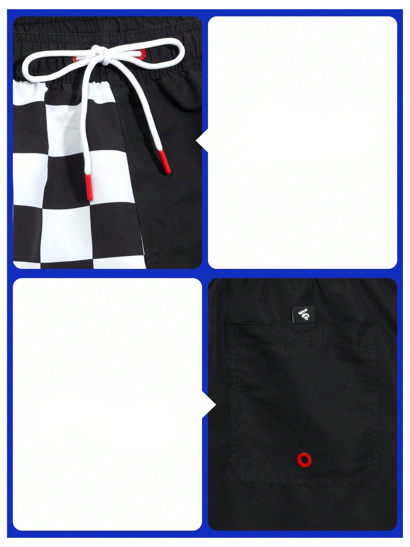 WDIRARA Men's Graphic Print Colorblock Drawstring Waist Active Pocket Shorts Black Checkered Medium