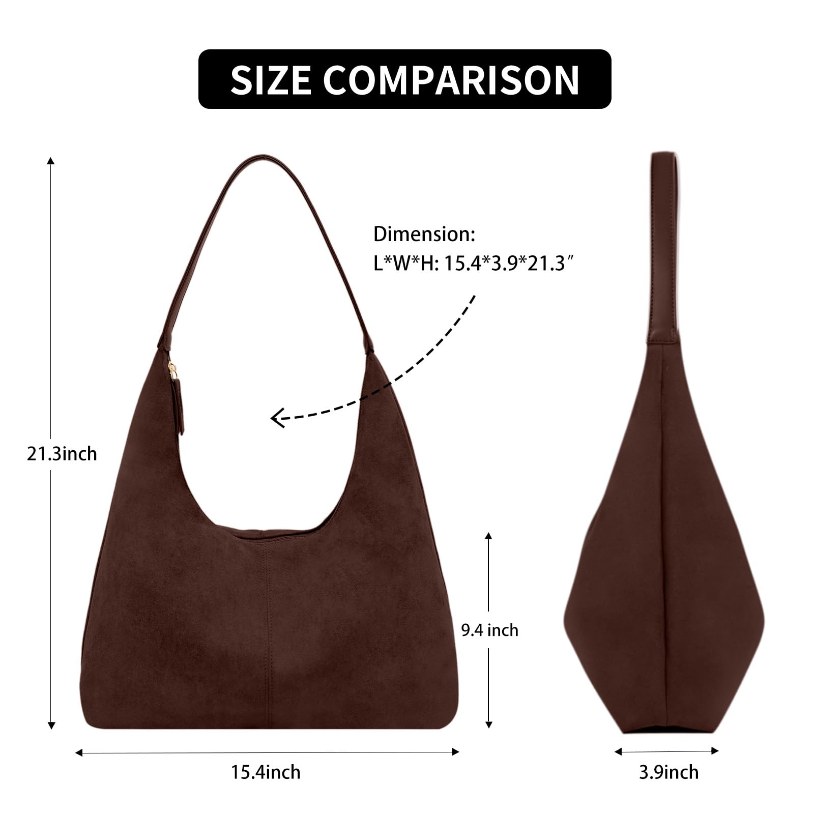 Women’s Trendy Suede Tote Bag Shoulder Bags For Women Fall Underarm Bag Winter Hobo Bag Work Purses Suede Travel Handbag