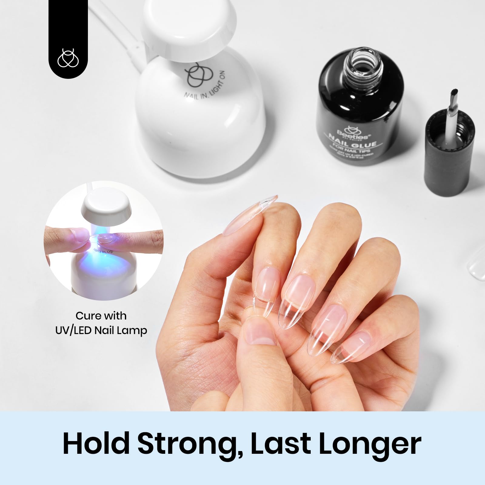 beetles Gel Polish 9 In 1 Gel Nail Glue for Clear Acrylic Nail Tips 2 Pcs 15ml Long Lasting Nail Gel Kit for False Nails Tips, Base Blooming Nail Gel, Spring Nail Art, U V Light Required