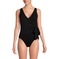 Lands' End Women's Side Tie Wrap One Piece Swimsuit 2 Black