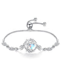 FANCIME Tree of life June Birthstone Bracelet for women Sterling Silver Tree Jewelry Moonstone Charm Bracelet Rainbow Gemstone Anniversary Birthday Christmas Gifts for Wife Mom Her