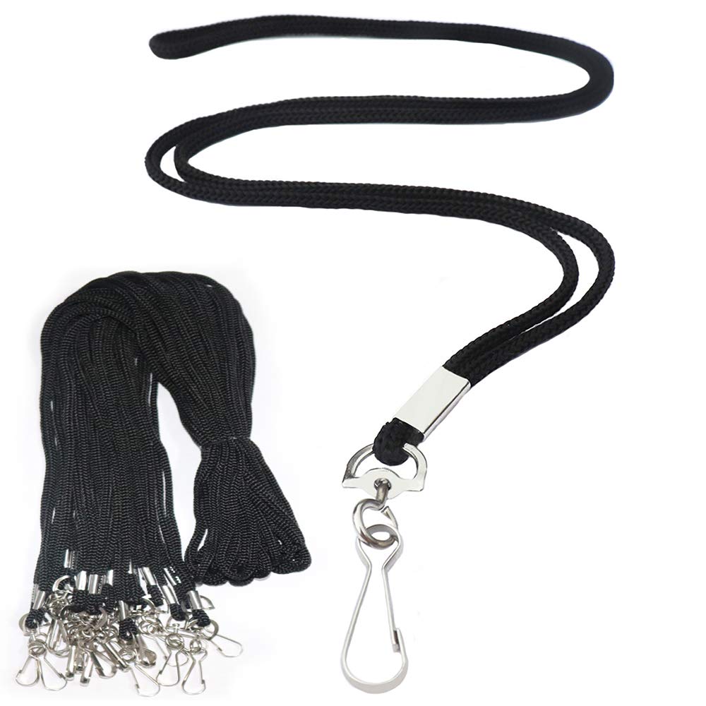 BAITEER 120 Pcs Black Lanyards Premium Bulk Lanyards Round 36" with Swivel J Hook for ID Name Badge Holder, VIP, School, Kids, Coach, Conference, Festival and Hang Keys