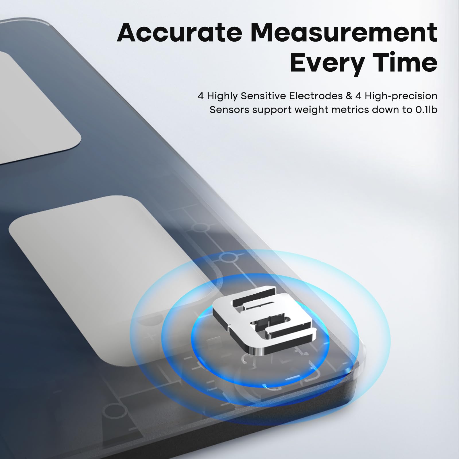GE Smart Scale for Body Weight, BMI, Fat, Muscle Mass, Digital Bathroom Scales 500lbs Bluetooth 11.8" Large Platform Weighing Machine Health Monitor with App, Dark Blue