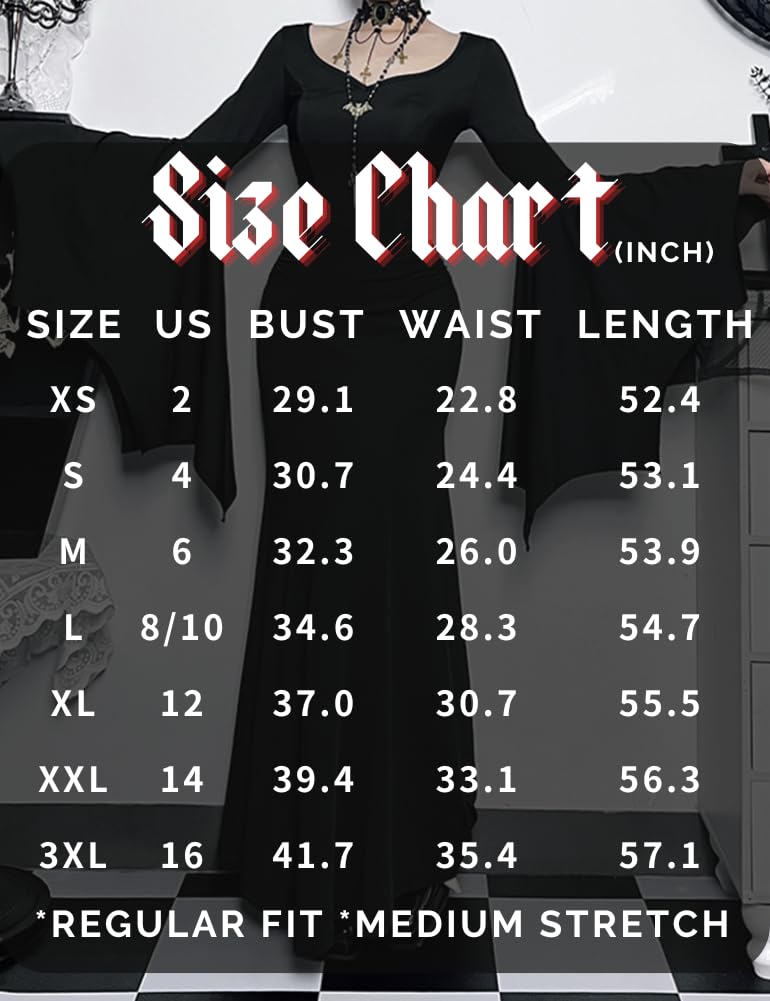 LANSHULAN Gothic Bat Sleeve Fishtail Slim Fit Goth Dress Clothes