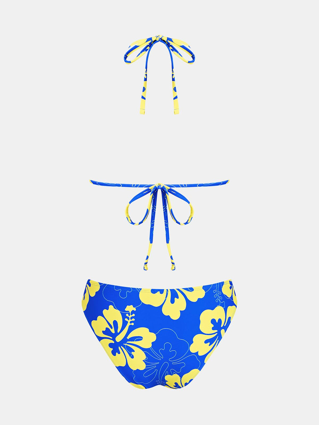 CUPSHE Women's Bikini Sets Two Piece Swimsuit V Neck Halter Back Self Tie Low Rise Bottom,M