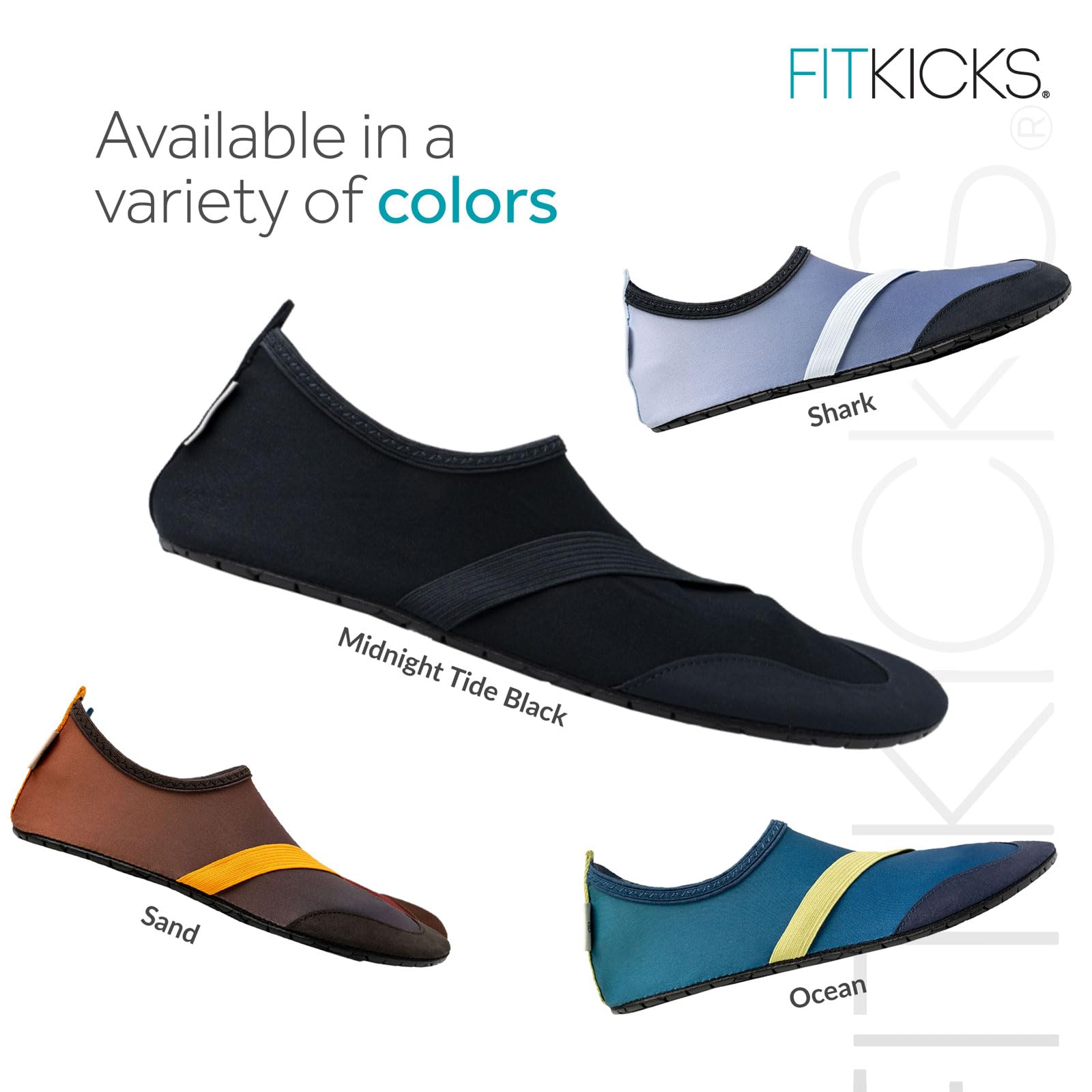 FITKICKS Active Men's Footwear Foldable Water Shoes - Midnight Tide Black, Medium
