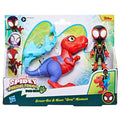 Marvel Spidey and His Amazing Friends Dino-Webs Spidey-Rex & Miles “Spin” Morales 4-inch-Scale Spider-Man Action Figure Set, Toys for Kids