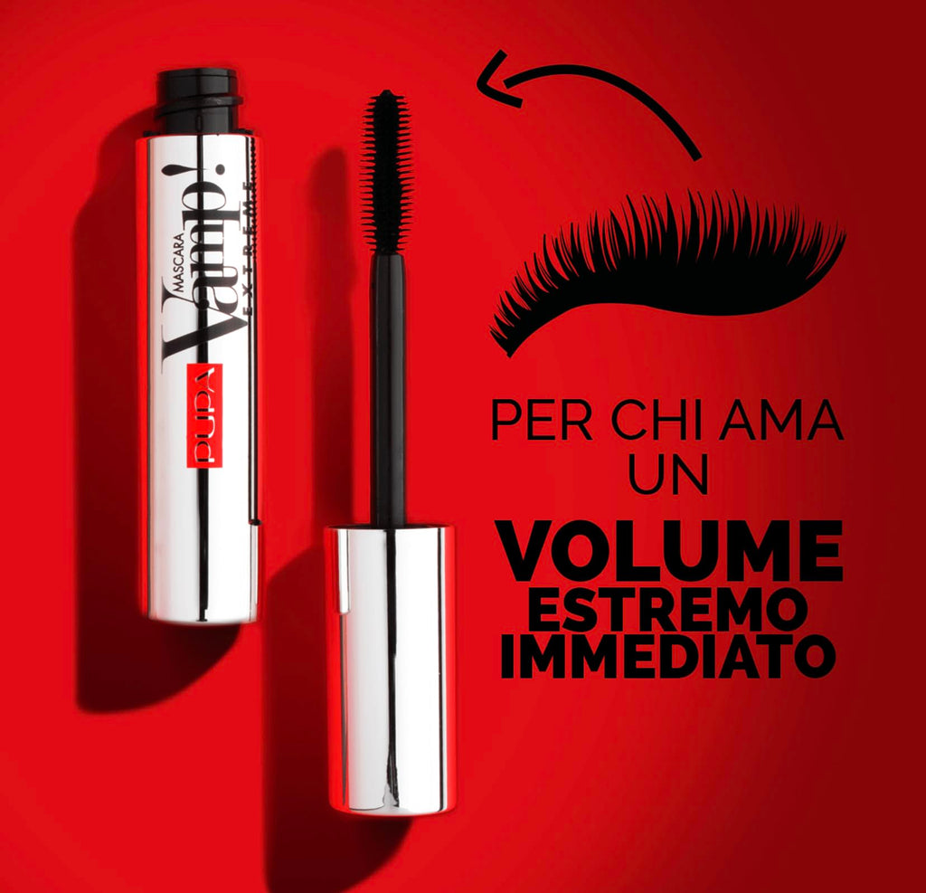 PUPA Milano Vamp! Extreme Mascara - For Voluminous And Dramatic Eyelashes Lengthening Defining Formula Adds Impact Boost Your Eye Allure With Long, Thick Lashes 010 Extra Black 0.4 Oz, I0111752