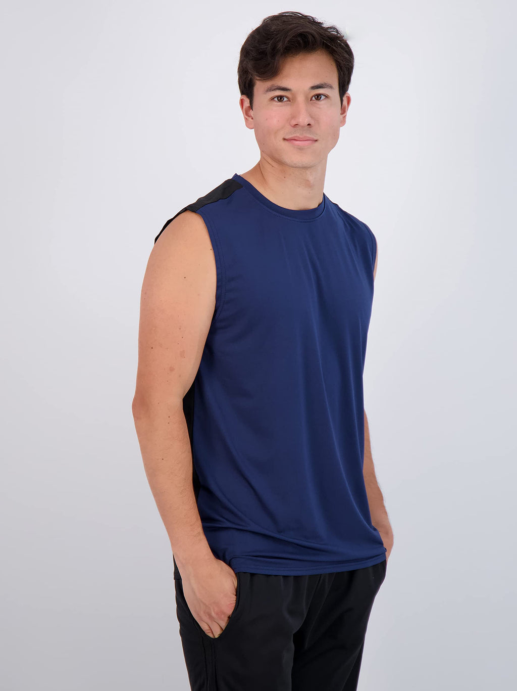 Real Essentials 3 & 5 Pack:Men's Dry Fit Workout Running Tank Top Gym Sleeveless Muscle Athletic Shirt, Standard, XX-Large, Regular Size - Set G