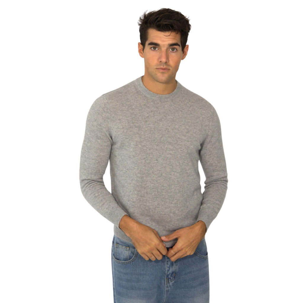 Men’s Daily Cashmere Sweater – 100% Pure Cashmere Crew Neck Pullover, Soft Lightweight Knit (US, Alpha, Medium, Regular, Regular, Grey)