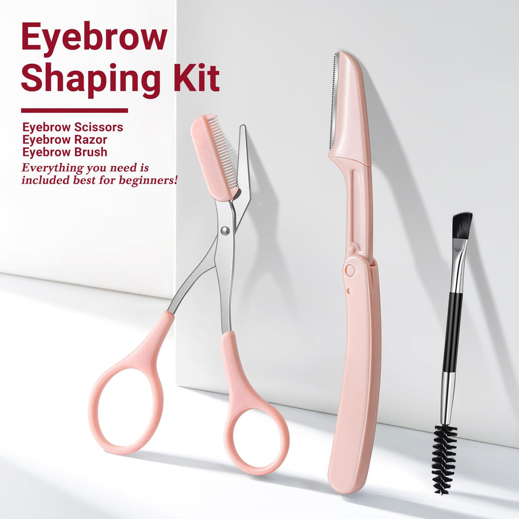TsMADDTs Tweezers for Women Facial Hair, 8 in 1 Eyebrow Kit with Tweezers, Eyebrow Trimmer Scissors, Razor, Brush with Travel Bag, Hair Plucking Daily Beauty Tools