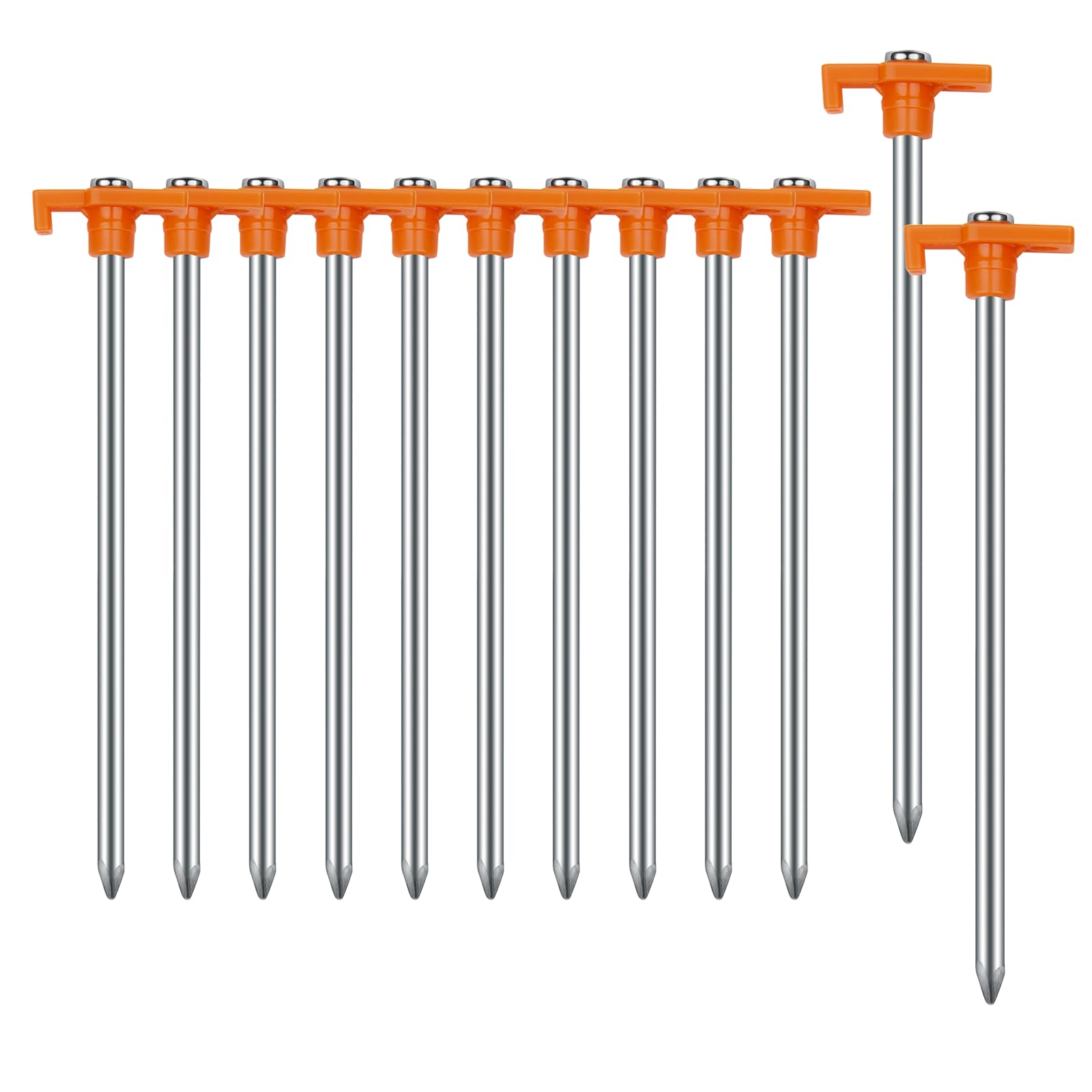 Tent Stakes Camping Stakes,AVOFOREST 7.1inch Non-Rust Metal Tent Pegs Ground Stakes Tent Spikes Camping,Garden,Hiking Orange (Orange 12pcs, 7.1IN)