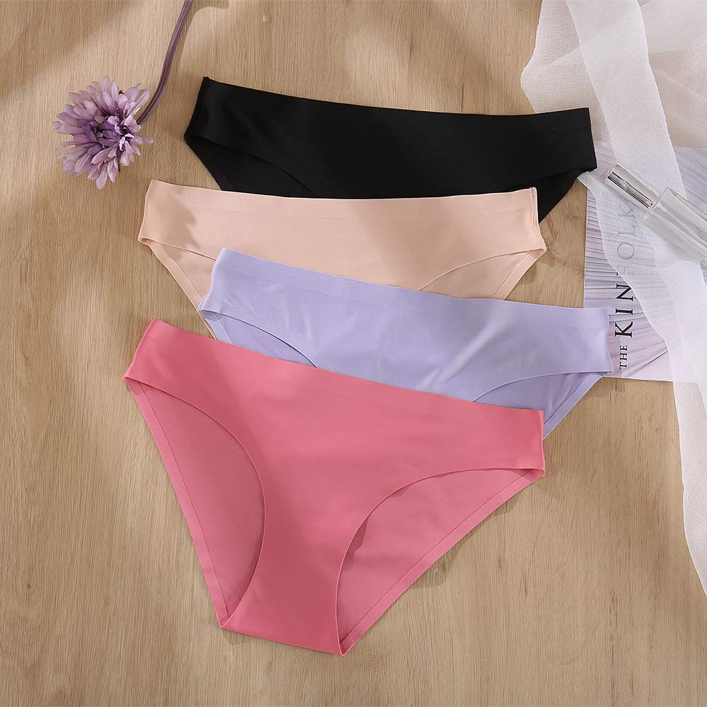 FINETOO 6 Pack Women’s Seamless Hipster Underwear No Show Panties Invisibles Briefs Soft Stretch Bikini Underwears XS-XXL(S)