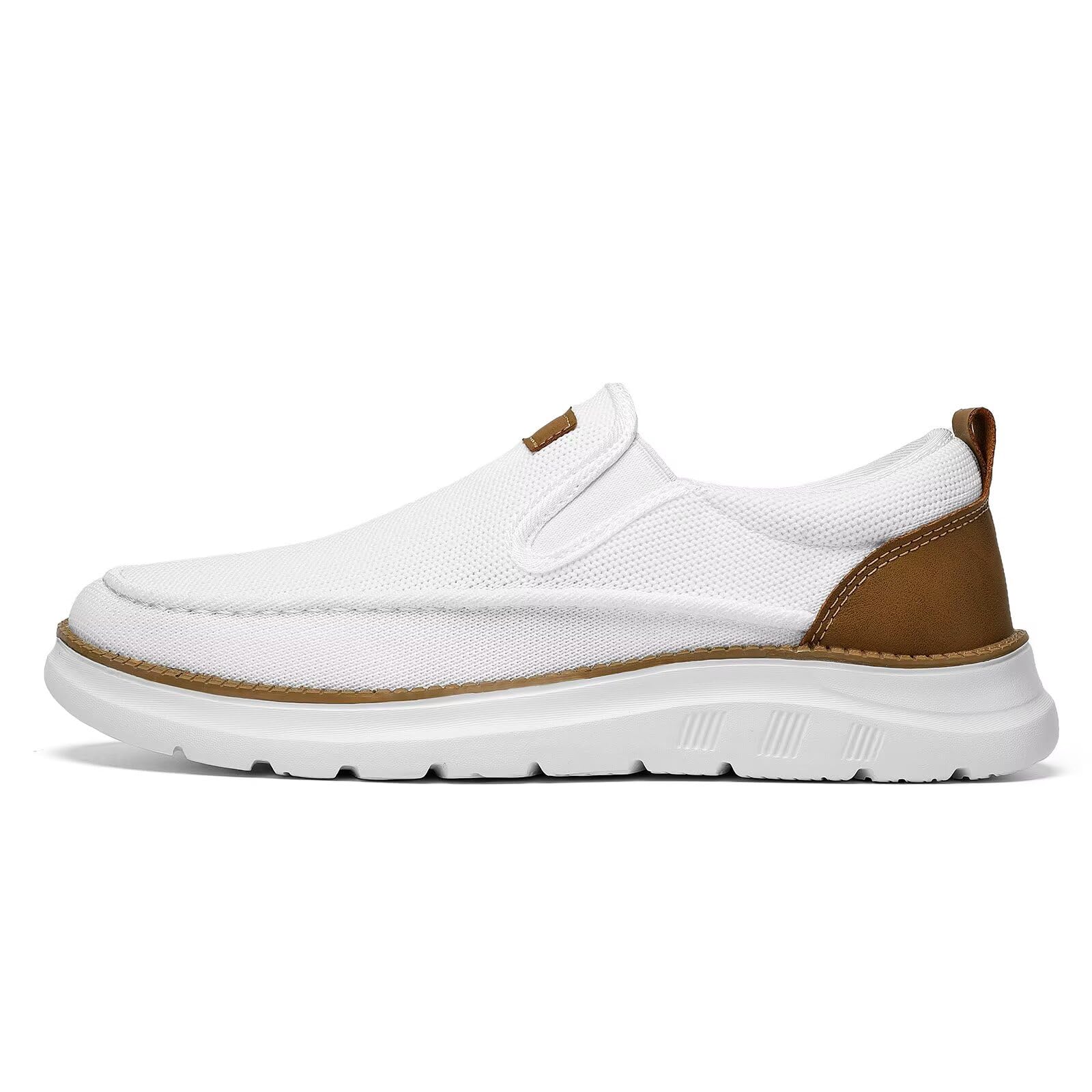 Mens Casual Slip in Shoes Boat Slip On Loafers Fashion Walking Dress Sneakers Work Lightweight Mesh Oxfords Soft Sole White