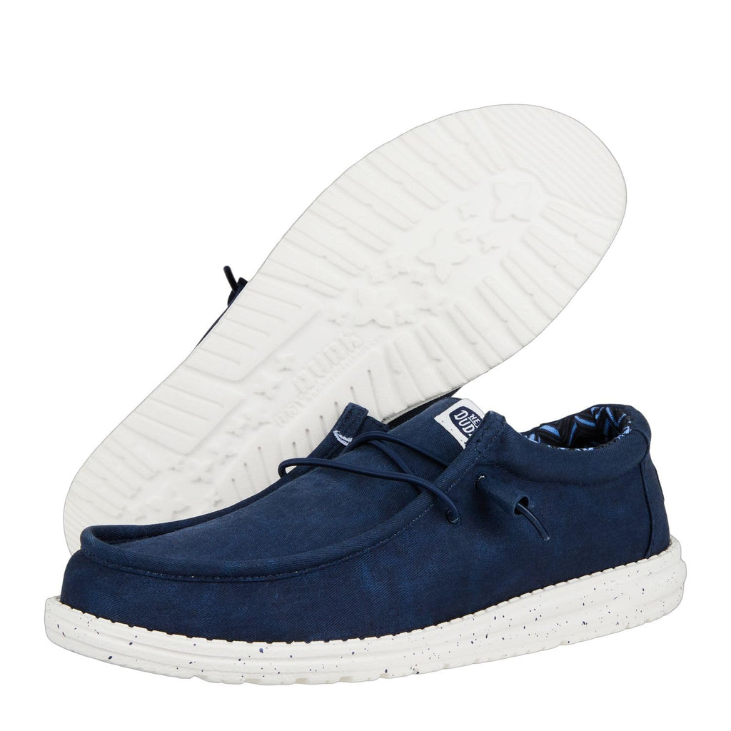 HEYDUDE Men's Wally Stretch Canvas Navy Size 8 | Men's Shoes | Men Slip-on Loafers | Comfortable & Light-Weight