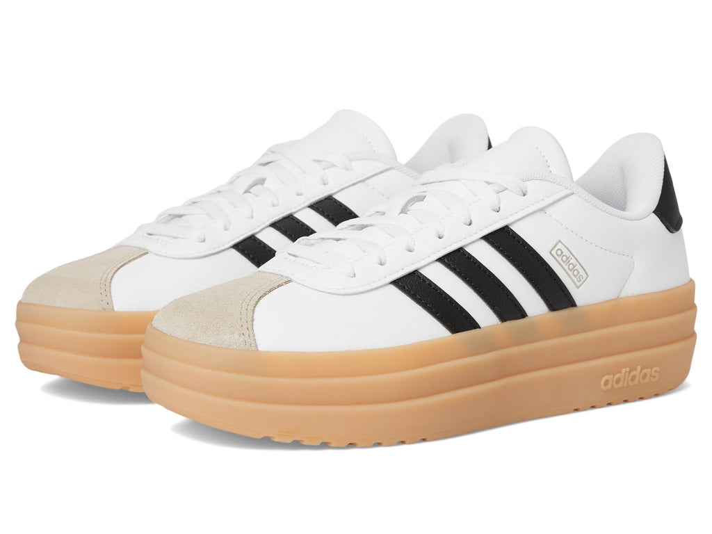 Adidas Unisex-Kid's VL Court Bold, White/Black/Wonder Beige, 4