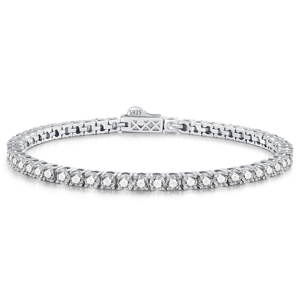 LOIPURI 5.1CT Moissanite Tennis Bracelet for Women, 3mm White Gold Plated S925 Sterling Silver D Color VVS1 Round Cut Moissanite Bracelets Jewelry Gift, Size 6.5Inch