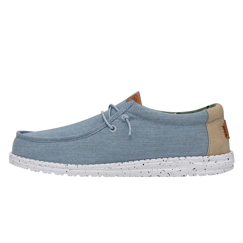 HEYDUDE Men's Wally Washed Canvas Blue Size 10 | Men's Shoes | Men's Slip-on Loafers | Comfortable & Light-Weight