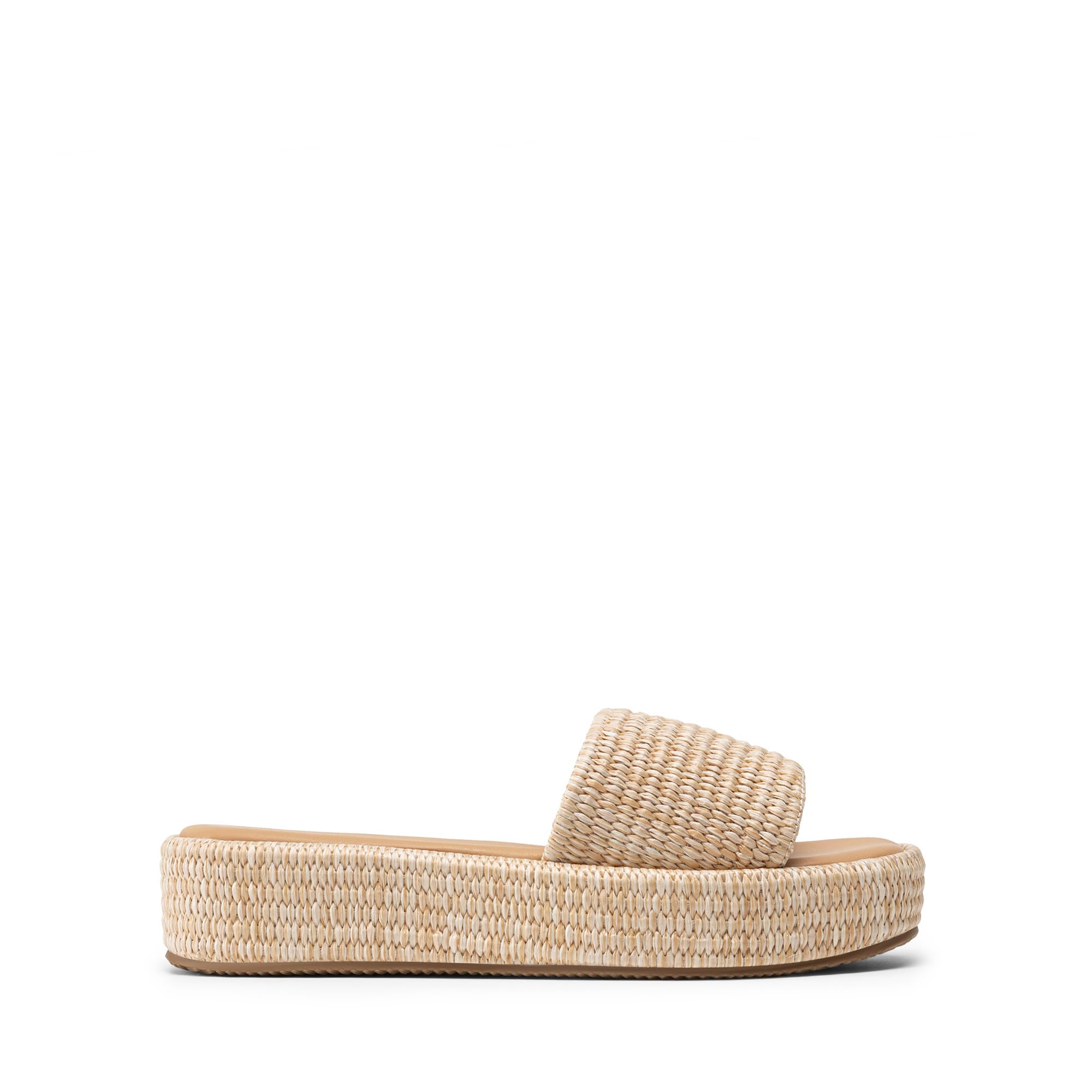 DREAM PAIRS Women Platform Slides Sandals Espadrilles Slip On Low Wedge Summer Open Toe Bohemia Dressy Beach Vacation Shoes,Size 6.5,Natural,SDWS26009W