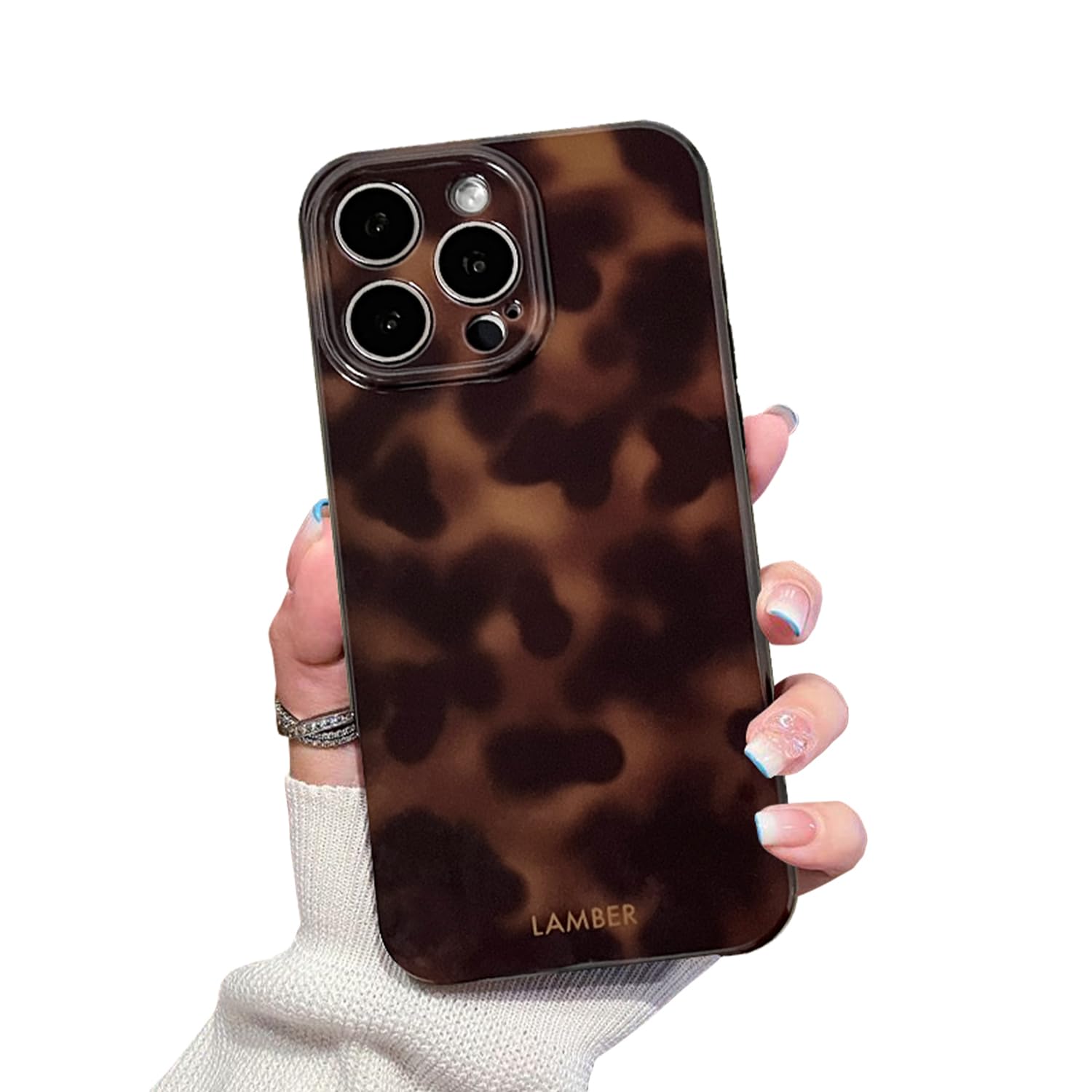XQAGU Cute Phone Case for iPhone 16 Pro Case Amber Leopard Full Camera Protective Slim Shockproof Aesthetic-Brown Amber