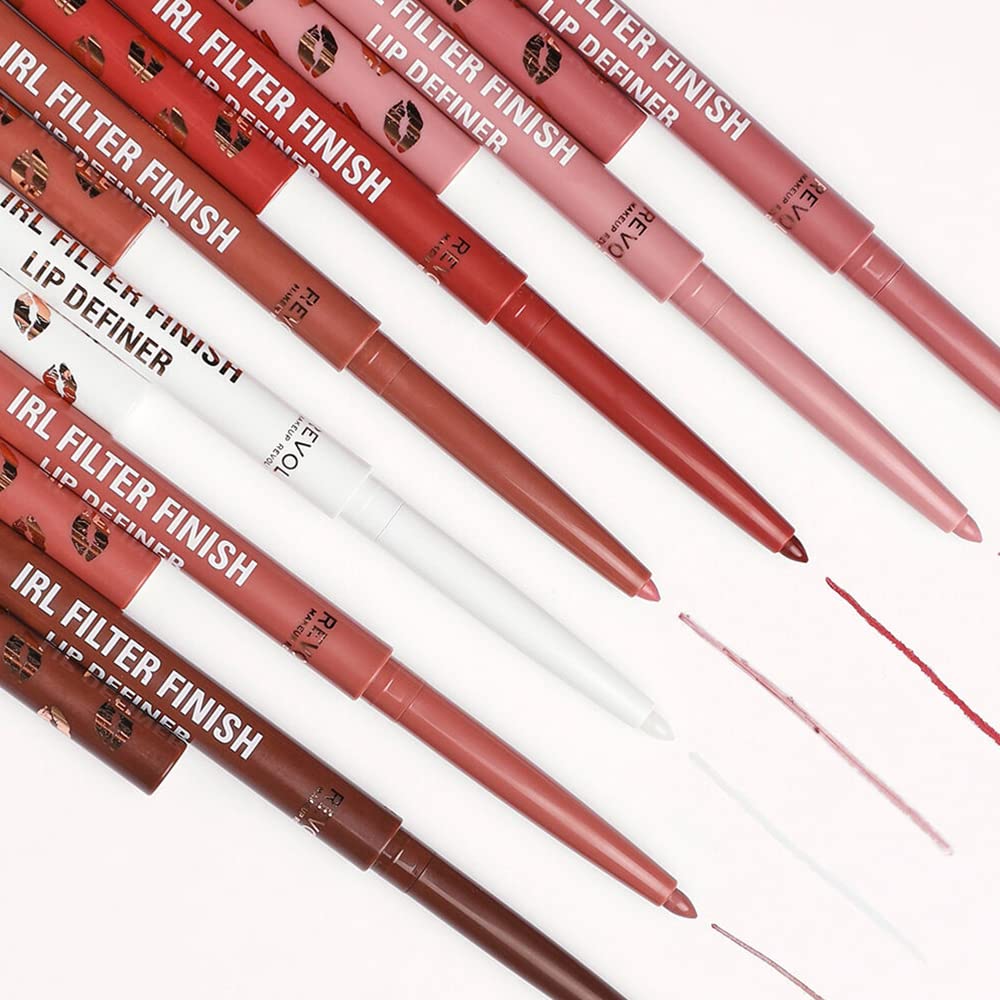 Makeup Revolution, IRL Filter Finish Lip Liner Definer Cappuccino Nude Waterproof Long Lasting Set with Matching Lipsticks or Lip Gloss