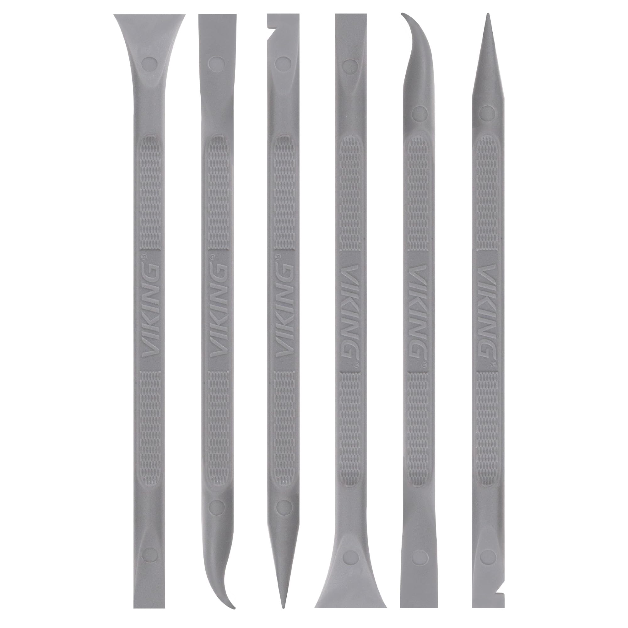 VIKING Car Detailing Pick Set for Car Detailing Kit, Safe Automotive Tool Set for Cleaning, Plastic Picks with 6 Cleaning Heads, Interior and Exterior Use, 6 Pack, Grey
