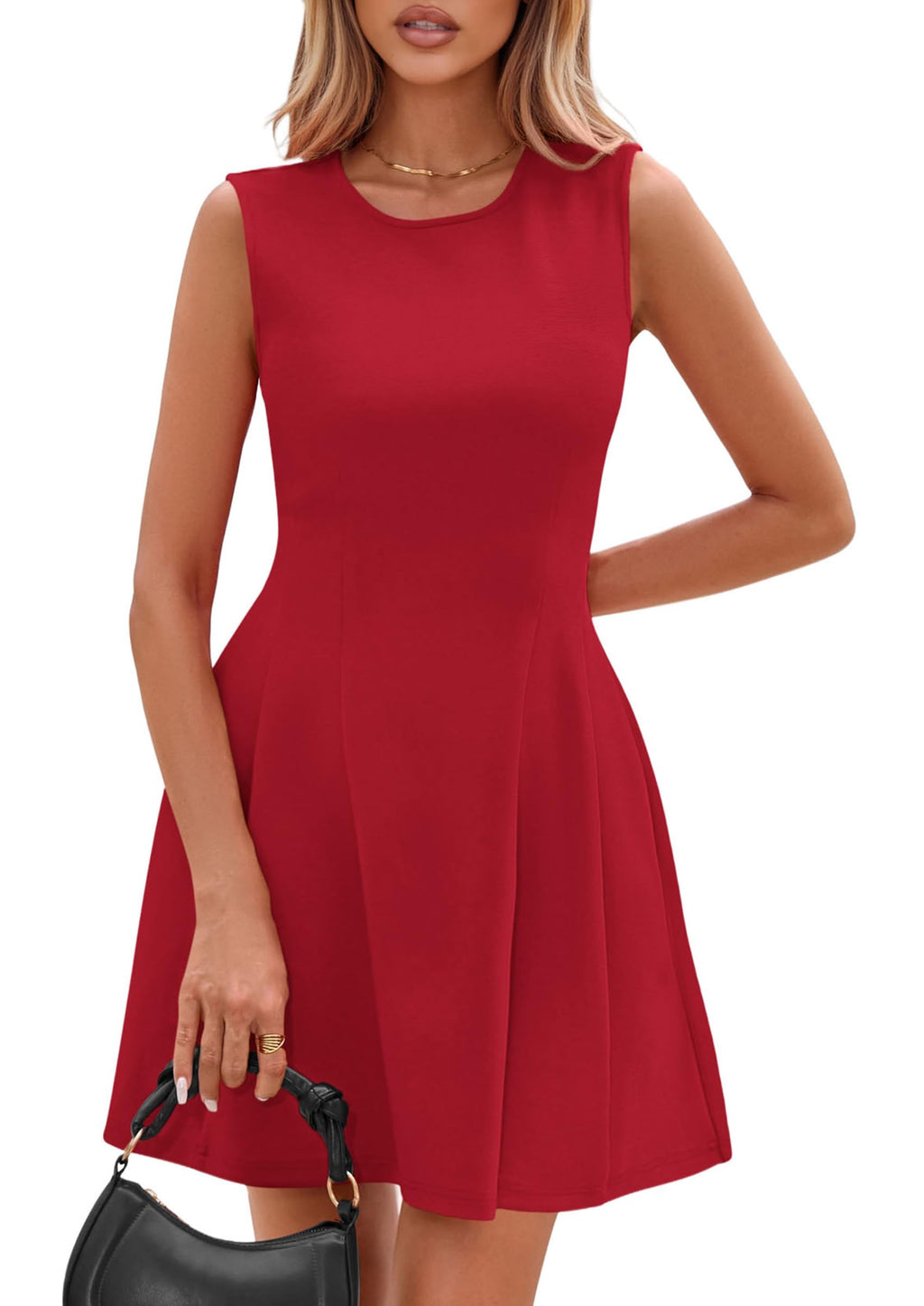 PRETTYGARDEN Summer Dresses for Women 2026 Elegant Classy Spring A Line Business Casual Work Graduation Cocktail Short Dress (Red,XX-Large)