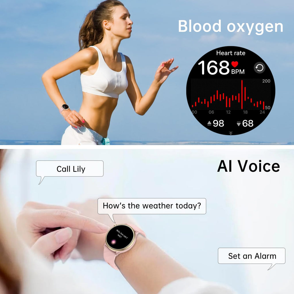 Smart Watch for Women Fitness Tracker: Waterproof Running Digital Mens Watches Make Answer Call Smartwatch for Android Phone iPhone Samsung Compatible Sleep SpO2 Heart Rate Monitor Step Pedometer