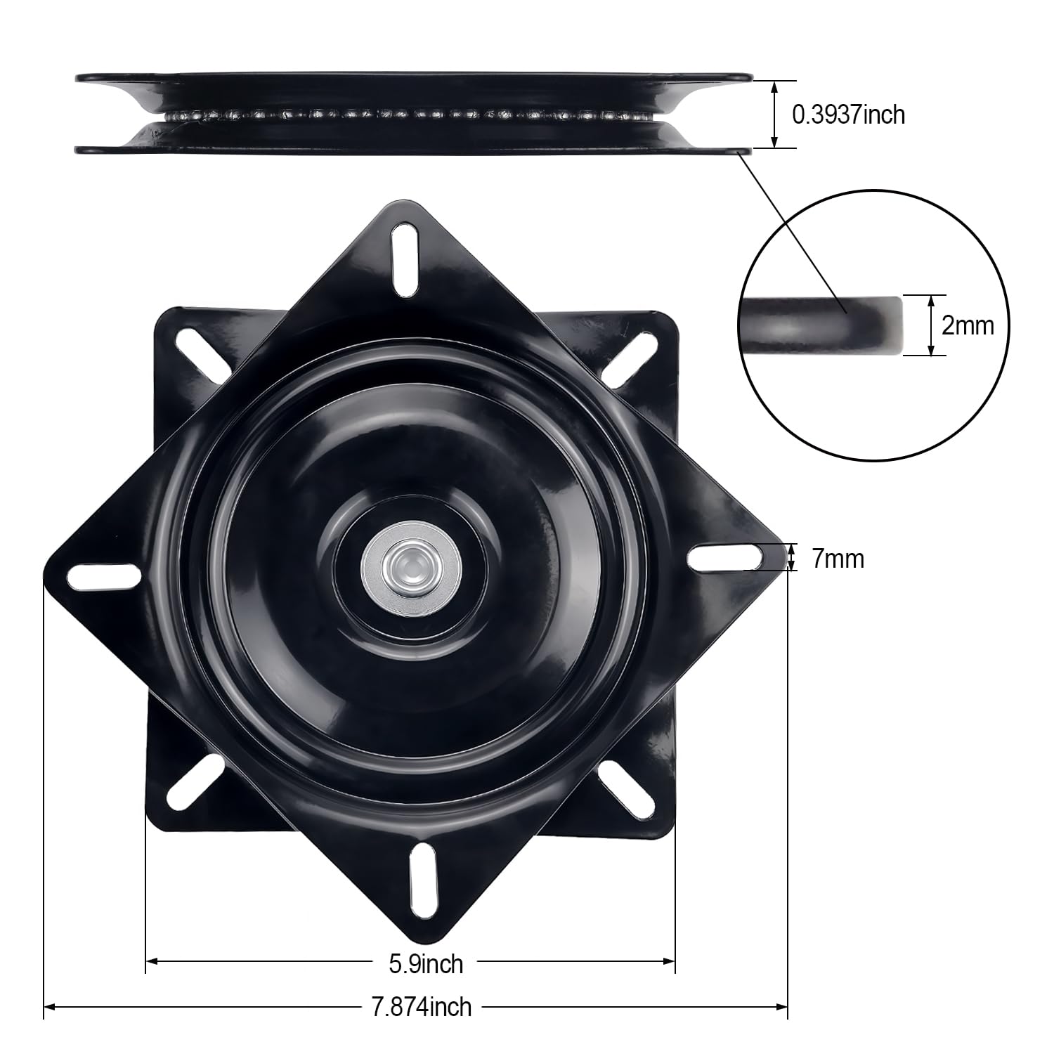 Mejiao 6 Inch Heavy Duty Swivel Plate, 360 Degree Rotating Turntable Base with Ball Bearings for Bar Stool, Chair, Recliner, Boat Seat (Black)