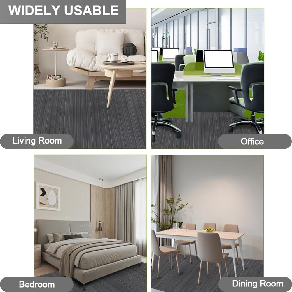 LITA Carpet Tiles Reusable 24" x 24" Squares Indoor/Outdoor 0.25" Pile Height Loop Pile, Non Slip Easy DIY Installation Peel and Stick Carpet Tile, Black, (18 Tiles) (72 sqft/Box)