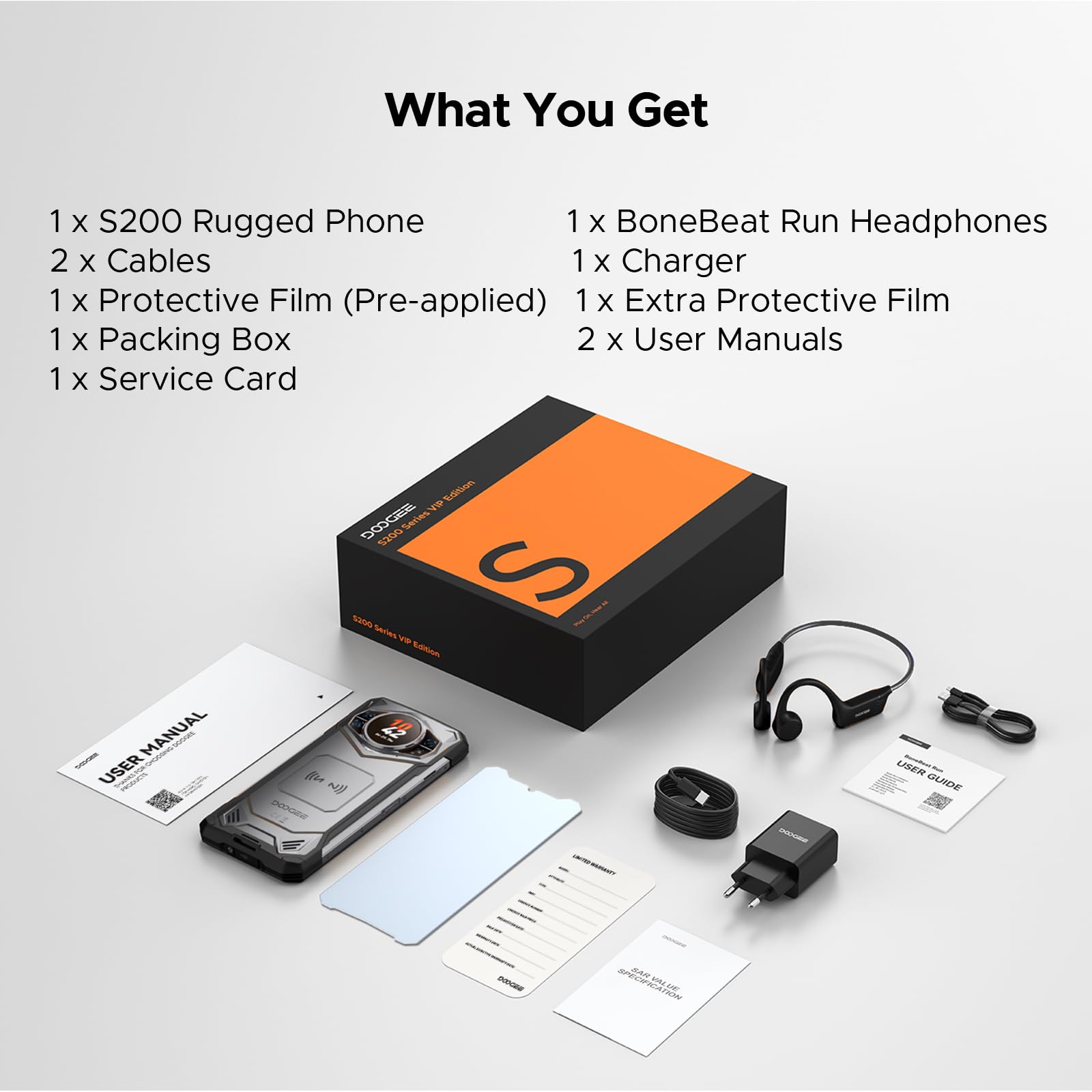 DOOGEE S200 5G Rugged Phone Unlocked, 6.72" FHD + 120 Hz Display & 1.32" Rear Screen, 48GB+256GB/2TB, Android 16 Rugged Smartphone, 10100mAh, 100MP+20MP Night Vision, IP68/IP69K/NFC/Fingerprint/GPS