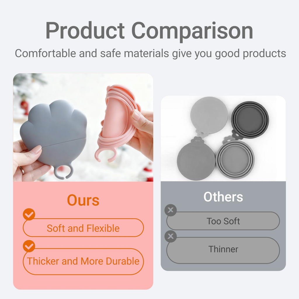 Ydeer Pet Food Can Lids And Spoon,2 Pack Pet Food Can Covers, One Fit 3 Standard Size Cans,For Dog And Cat Food Cans,Grey,Pink