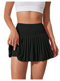 WDIRARA Women's Pleated Tennis Skirt High Waisted Golf Skort Athletic Mini Shorts Black X-Large