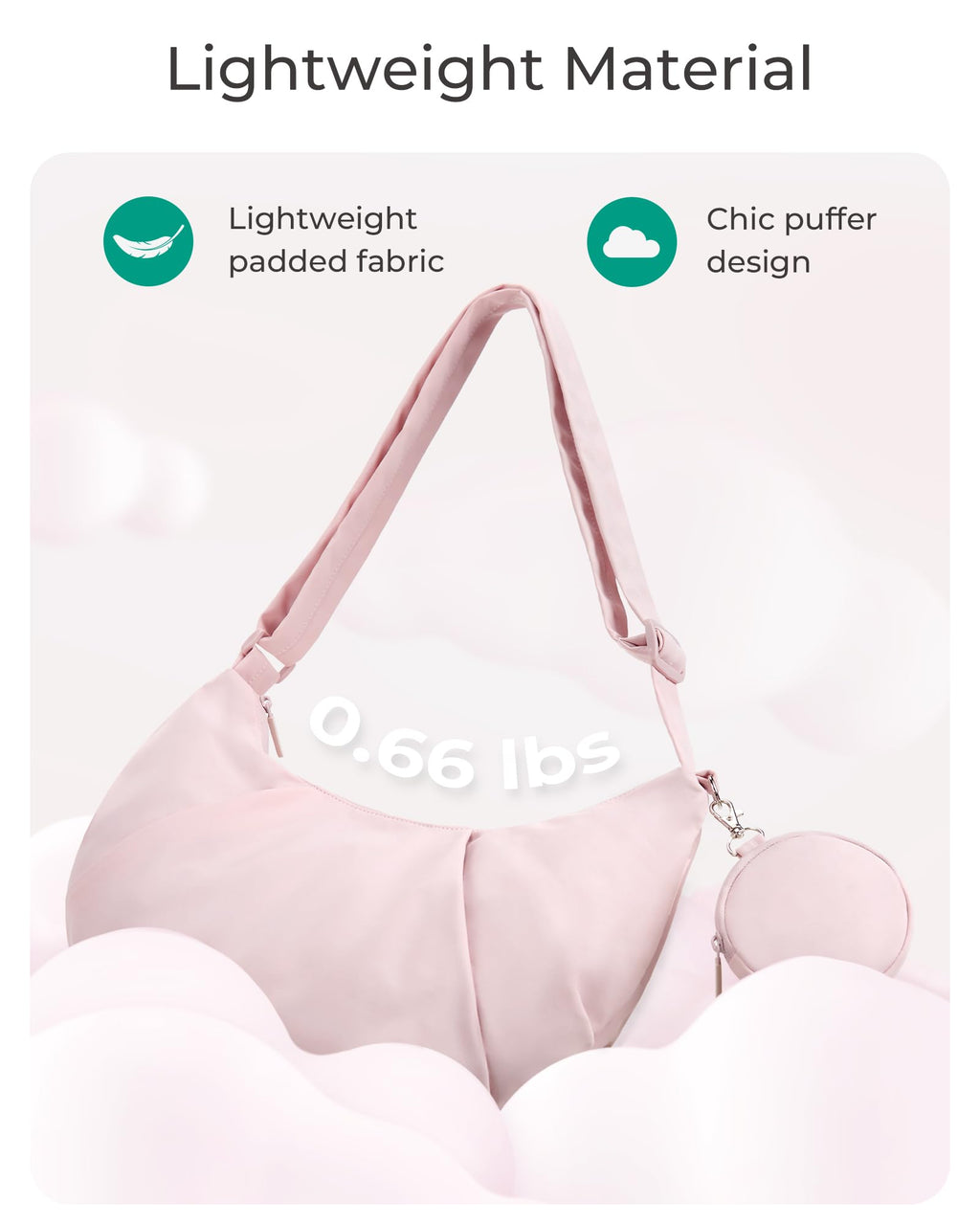 BAGSMART Lightweight Crossbody Bags for Women, Quilted Puffer Shoulder HandBags with Adjustable Strap for Travel