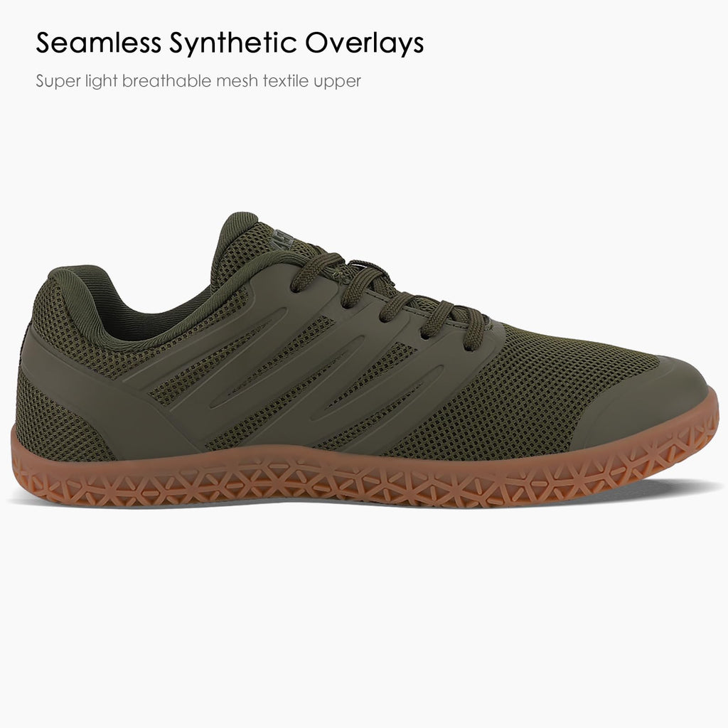 ASITVO Wide Men's Barefoot Zero Drop Sole Minimalist Width Toe Box Walking Shoes Sneakers Size 11 TPU No-Sew Upper Cross-Trainer Trail-Running Shoes Army Green 45