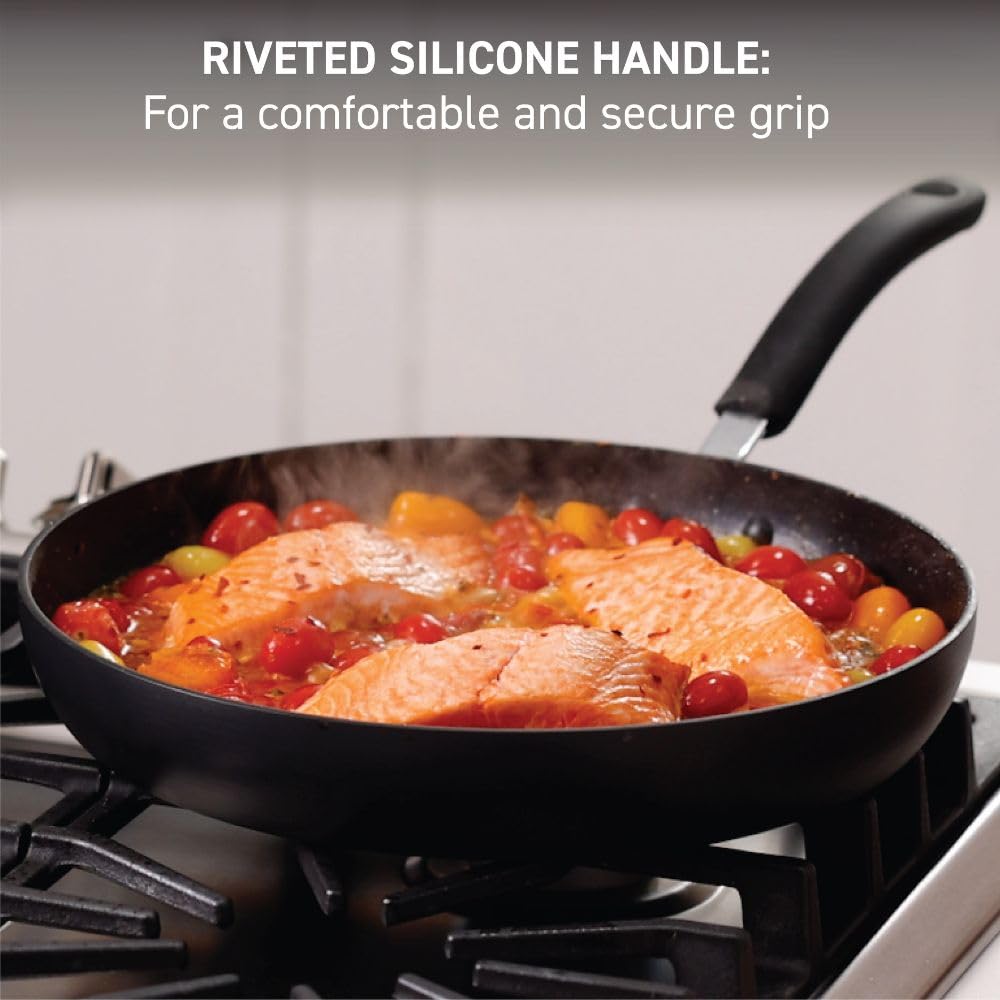 T-fal Ultimate Hard Anodized Nonstick Fry Pan Set 3 Piece: 8, 10.25, & 12 Inch, Oven Broiler Safe 400F, Kitchen Cookware Set, Pots and Pans Set Non Stick, Frying Pans, Skillets, Dishwasher Safe, Black