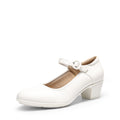 DREAM PAIRS Mary Jane Shoes Women Low Chunky Heels Closed Toe Pumps Comfortable Work Business Dress Shoes,Size 7.5,White,DWUMPU2549