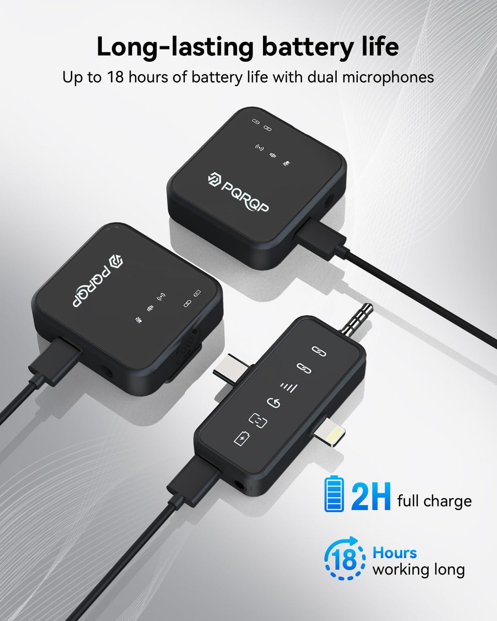 PQRQP 3 in 1 Microphone for iPhone/Android/Camera, Wireless Microphones, 328ft Transmission, 18H Battery Life, Mini Microphone for Record Interview, Vlogs, Tiktok, Bags & Cases