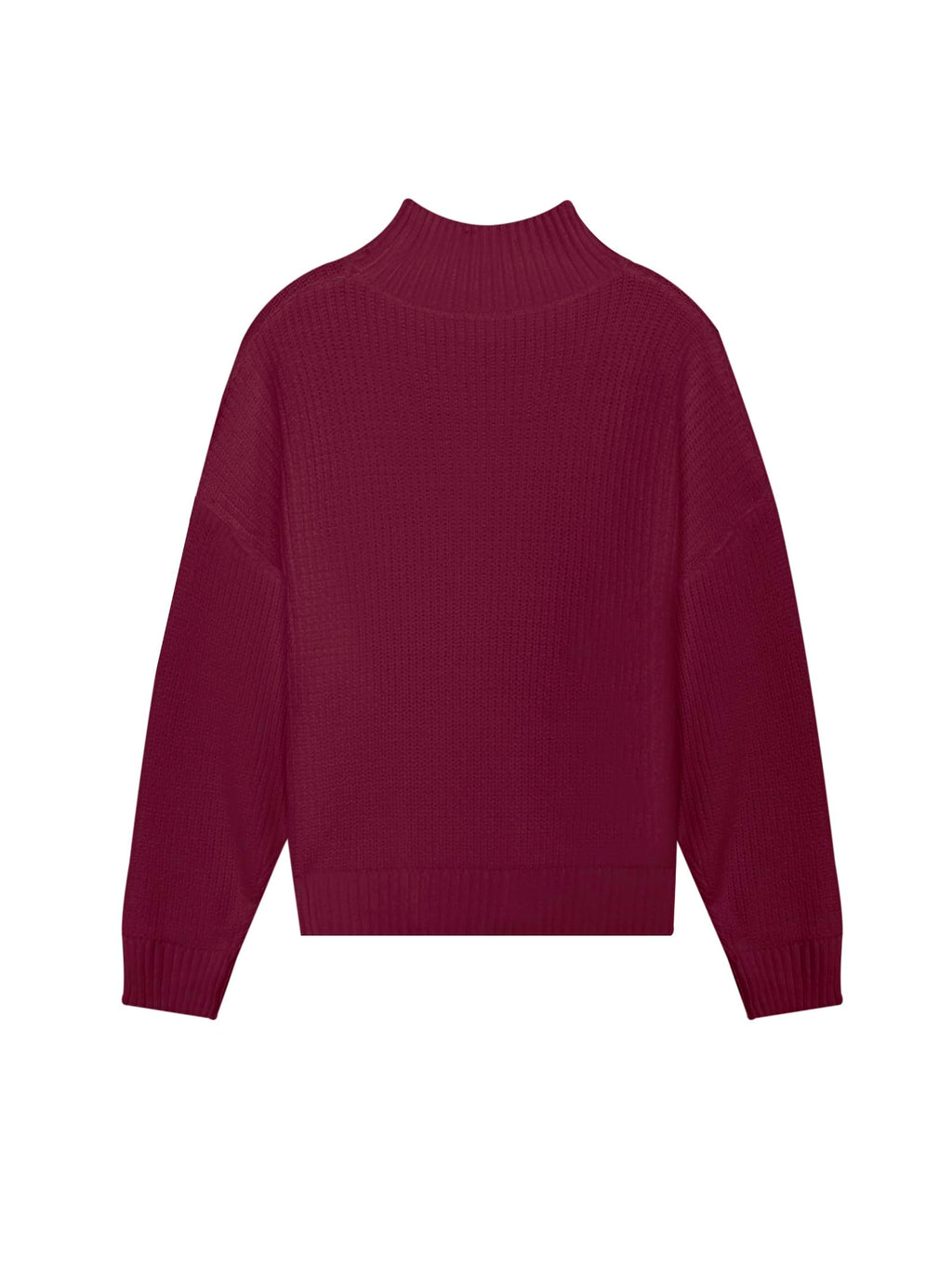 SunnyMelody Womens Cropped Turtleneck Sweater Fall Winter Spring 2025 Trendy Cute Mock Turtle Neck Cozy Soft Ribbed Knit Lightweight Long Sleeve Crop Knitted Pullover Sweaters Jumper Ancora Red S