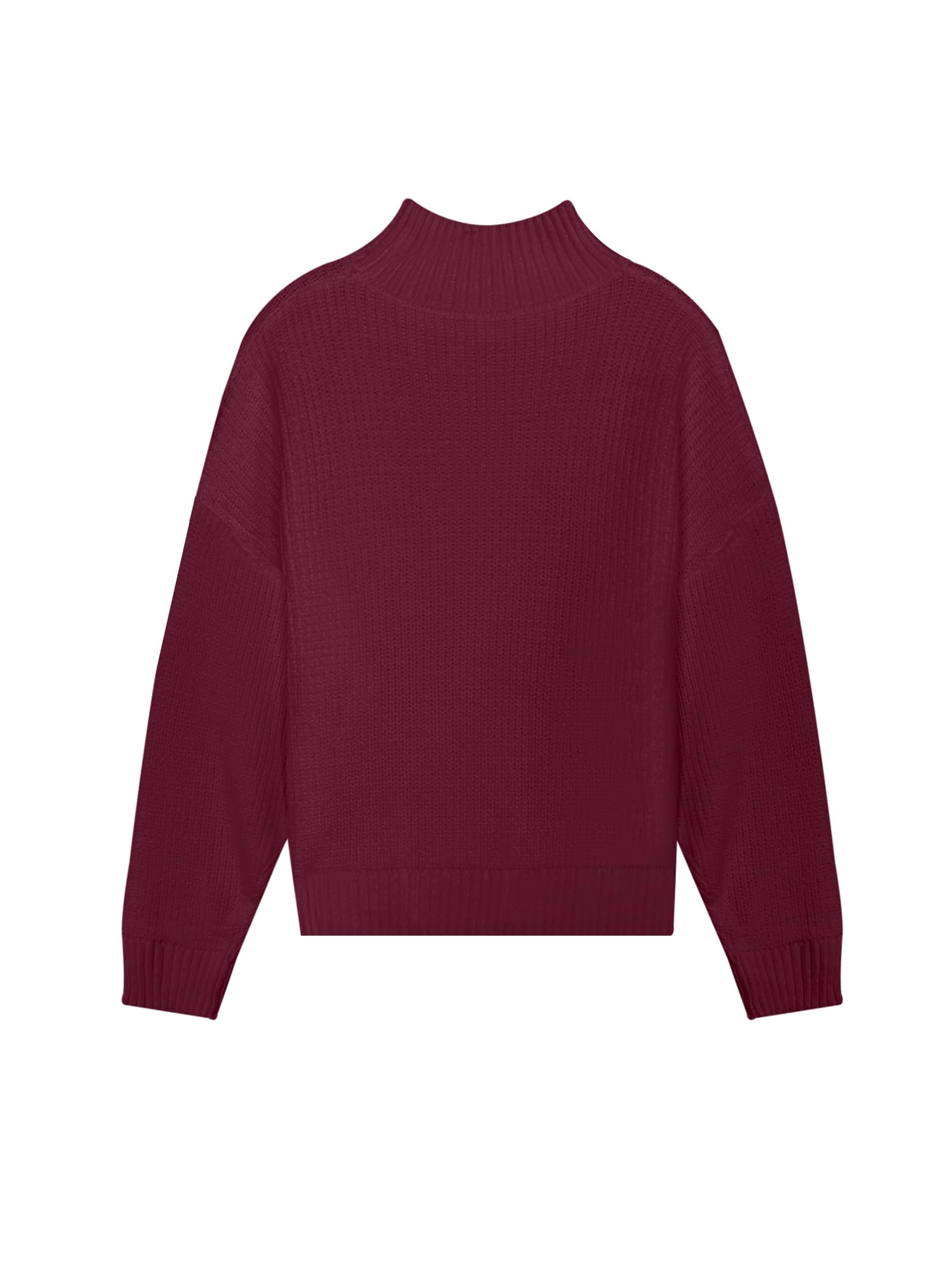 SunnyMelody Womens Cropped Turtleneck Sweater Fall Winter Spring 2025 Trendy Cute Mock Turtle Neck Cozy Soft Ribbed Knit Lightweight Long Sleeve Crop Knitted Pullover Sweaters Jumper Ancora Red S